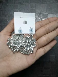 Oxidized Silver Jhumka Earrings