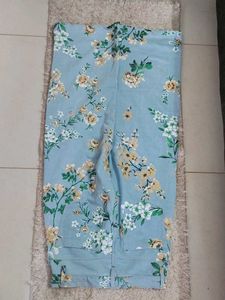 Blue Floral Print Wide Leg Pants