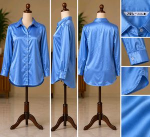 Blue Zara Satin Shirt