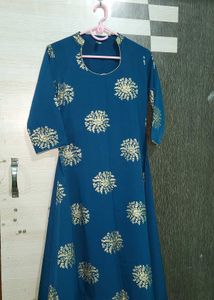 Teal Embroidered Kurta Set with Peach Dupa