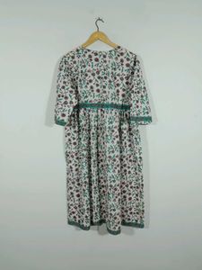 Off White Printed A Line Kurta Women's