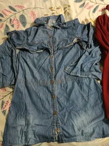 Chic Denim Dress &amp; Red Flowy Dres