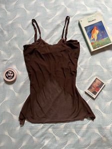 Brown Ruched Cami Top