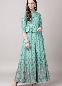 Elegant Aqua Printed Lehenga Set