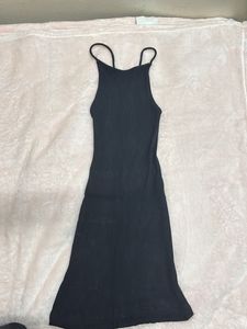 Mini Backless Black Bodycon Ribbed Knit Dress
