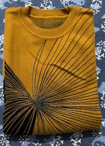 Striking Red &amp; Black Patterned midi , yellow kurti