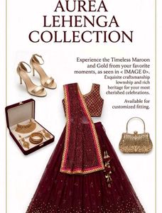 embellished burgundy lehenga set 3 piece