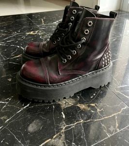 Chunky Y2K Platform genuine Leather Combat Boots