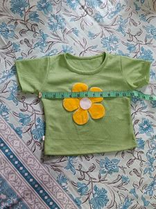 Cute Yellow Flower Green Top
