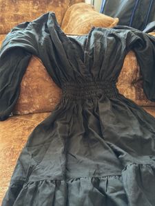 Elegant Black Tiered Midi Dress