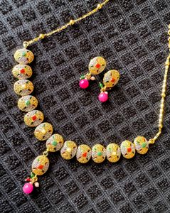Gold Tone Ethnic Necklace &amp; Earrings Set