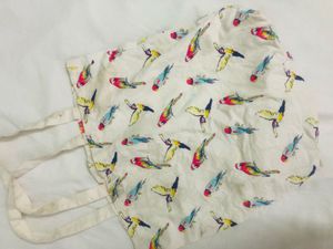 Imported Bird Print Tote Bag