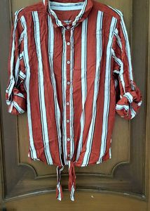 Striped Tie-Front Shirt Never Used