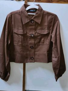 MADAMME - Stylish Brown Cropped Jacket