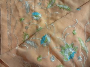 Peach Embroidered Saree with Sequins
