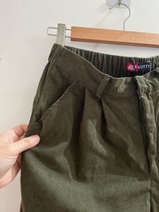 Olive Green corduroy Wide Leg Pants