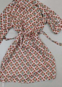 Floral Print Cotton Button Down Kurta with belt