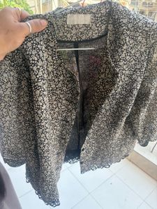 Chic Floral Print Blazer top