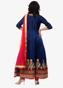 Elegant Blue Embroidered Anarkali Gown