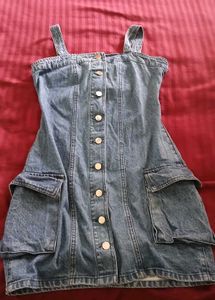 Denim Cargo Mini Dress w Pockets