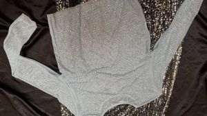 Sparkling Grey Mesh Top