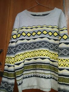 Patterned Knit Pullover Sweater