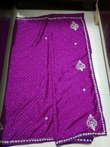 Purple Embellished Saree