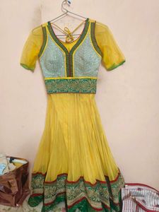 Yellow Anarkali Kurta with Embellishments