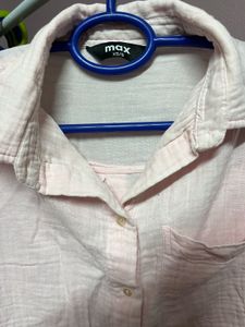 Light Pink Textured Button-Up Shirt