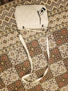 Elegant White Quilted Sling Bag for Women