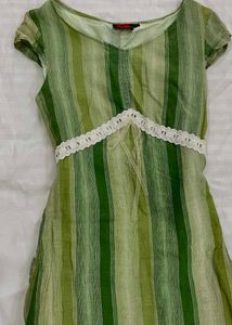 Green Striped Midi Dress