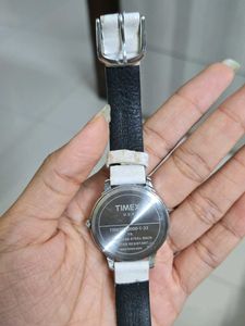 Timex White Leather Strap Watch