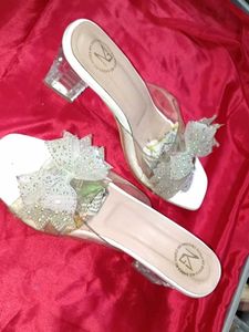 Sparkling Bow Clear Heels