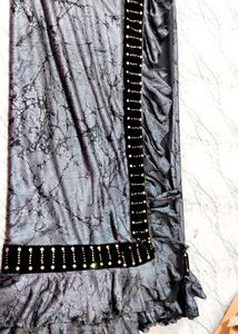 Ruffel Gray Party Wear Saree