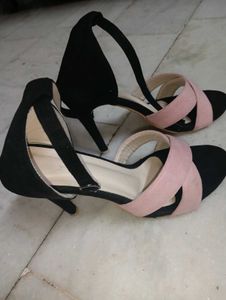 Stylish Pink &amp; Black Block Heels