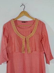 Coral Peach Vescote Style Kurta (Women's)