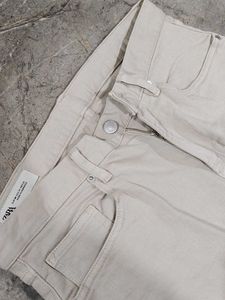 Zara Light Beige Straight Leg Pants