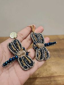 Dragonfly Beaded Statement Earrings