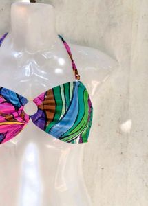 Vibrant Tropical Print Bikini Top