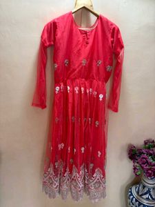 Coral Embroidered anarkali Set