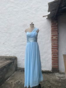 Light Blue One-Shoulder Maxi Dress