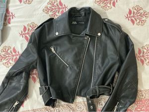 Zara Black Faux Leather Biker Jacket