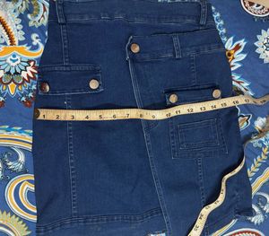 Denim Wrap Skirt with silver Buttons