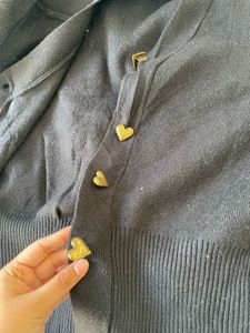 Cute Black Cardigan w/ Gold Hearts
