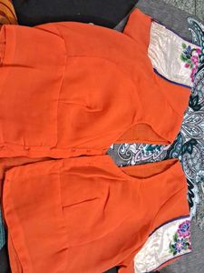 Orange Embroidered Saree