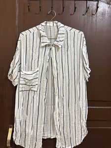 Vertical Stripe Button-Up Shirt