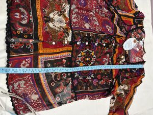Boho Patchwork Print Sheer Tunic Top