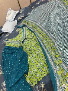 Green Floral Block Print Kurta Set