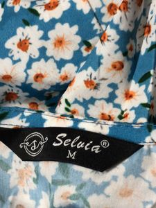 Blue Floral Sweetheart Mini Dress