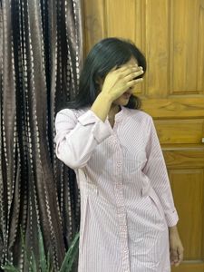 Chic Striped Button-Down Midi Dress